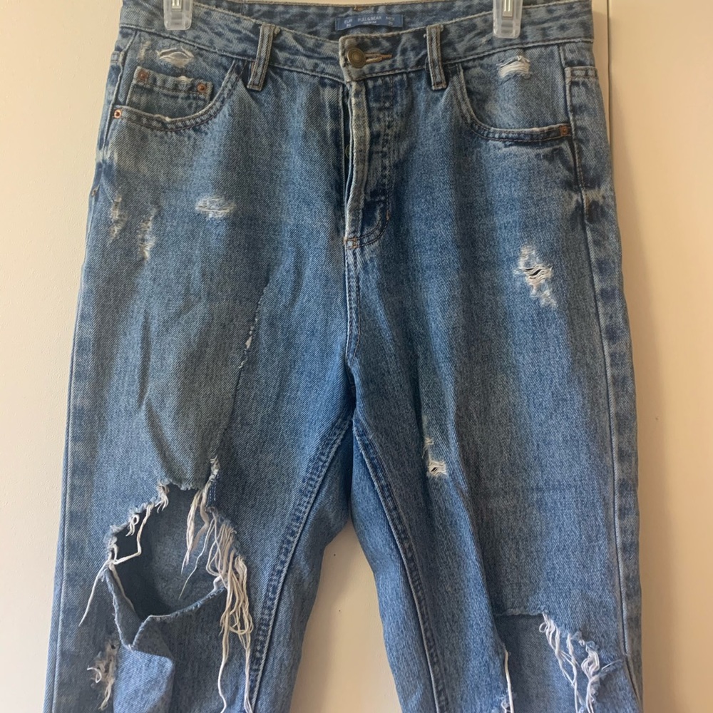 High waist ripped mom jeans